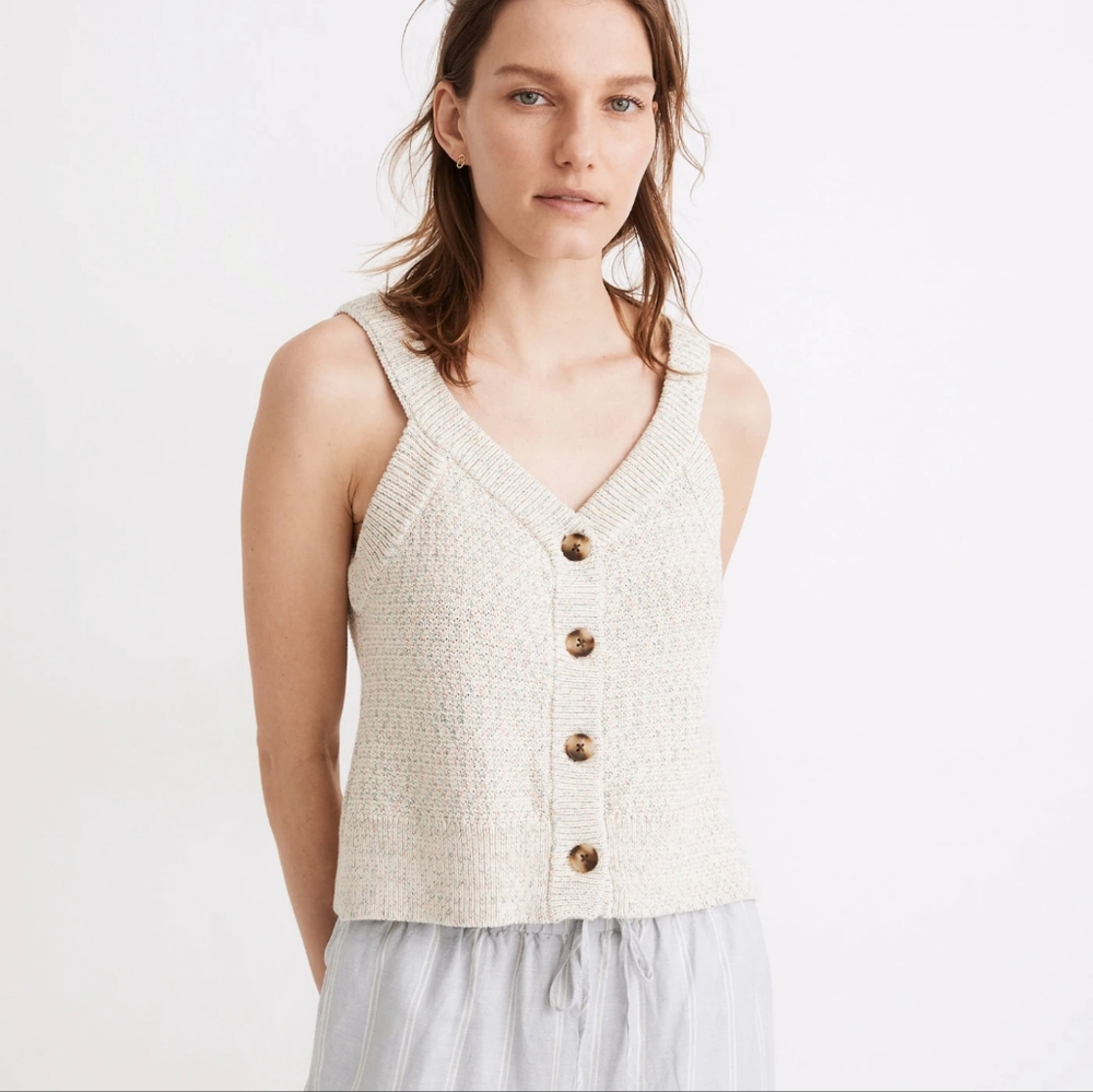 Madewell Rainbow Marled Wakefield Button Front Sweater‎ Tank Top